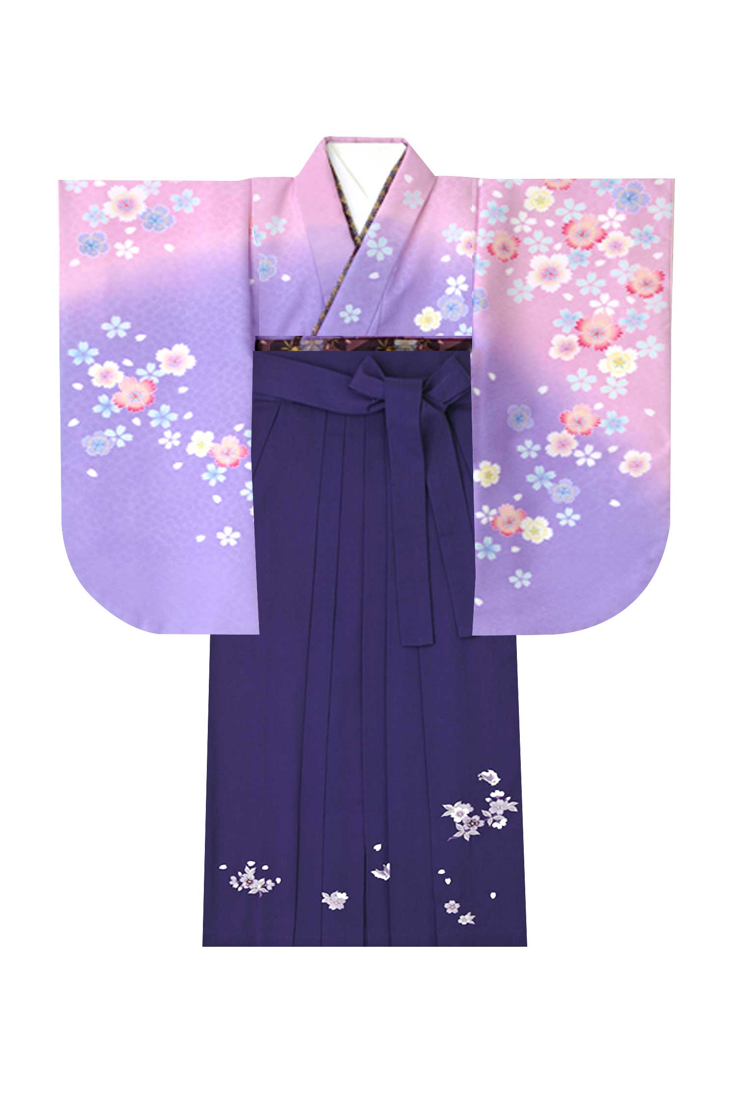 レンタル袴&着物 「藤ボカシ いろ桜」&「紫 桜蝶刺しゅう
