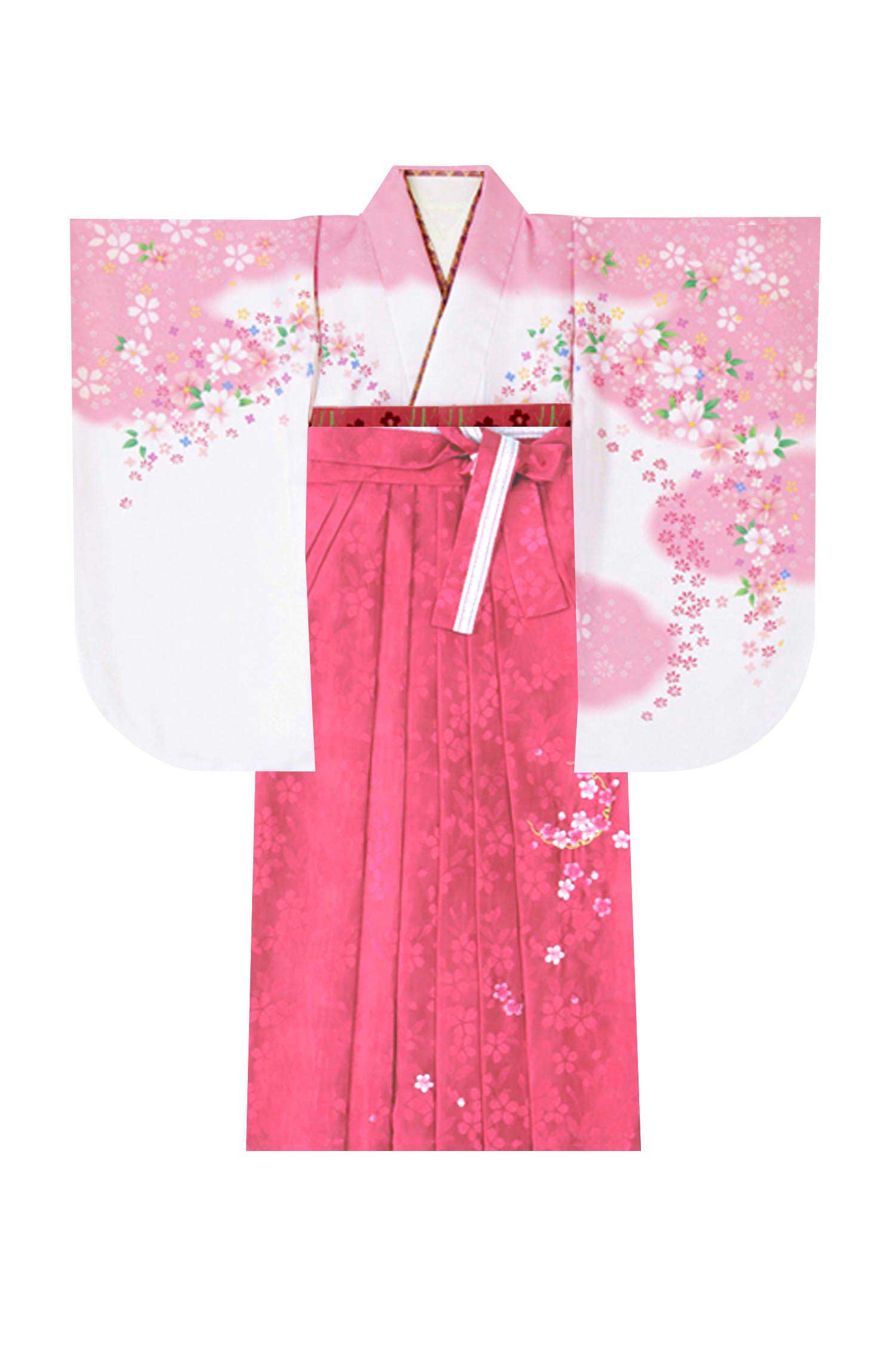 レンタル袴&着物 「白ピンク 小花ちらし」&「ピンク 花地紋」 | 小振袖