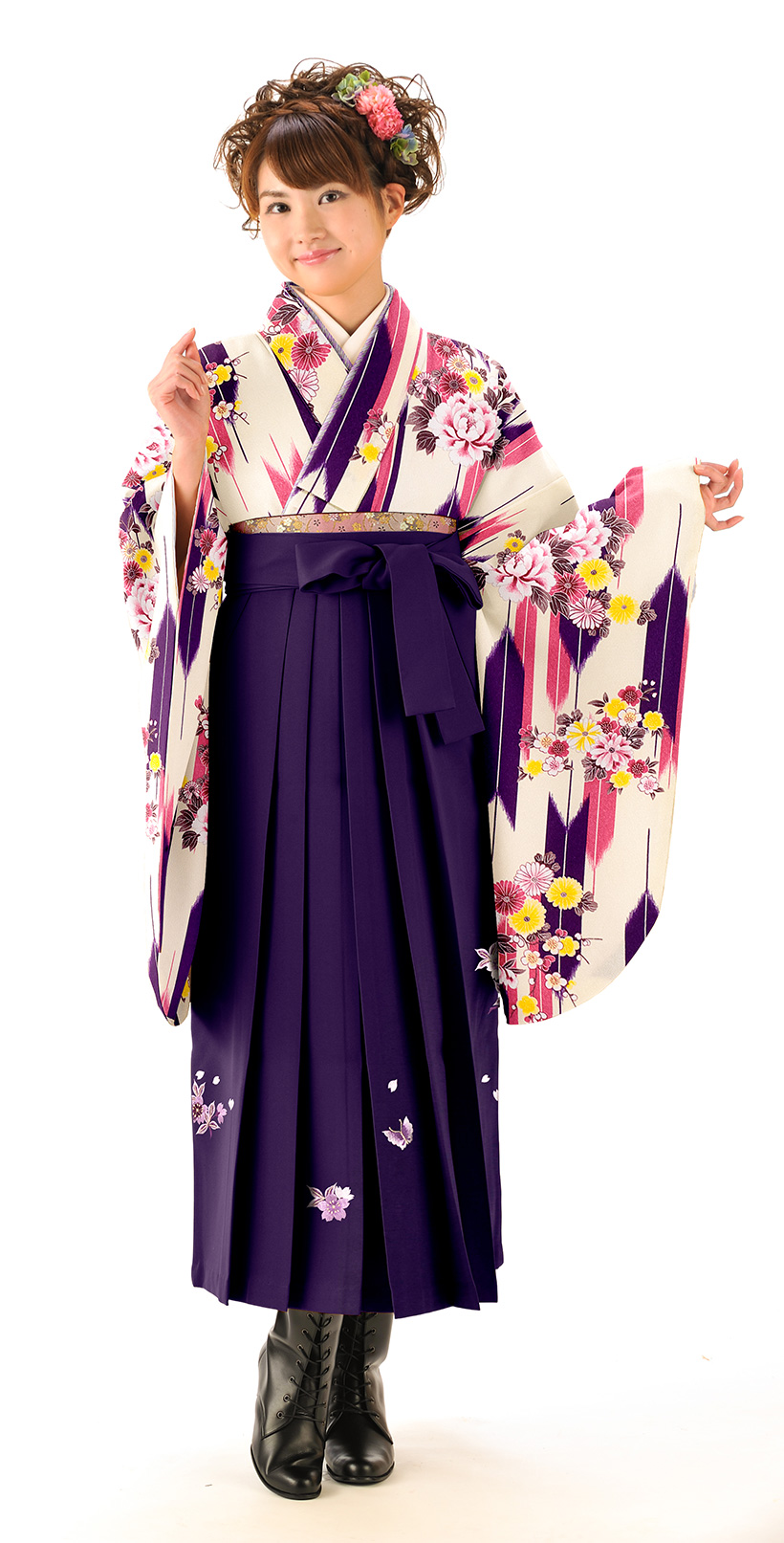 紫の同系色袴コーデ