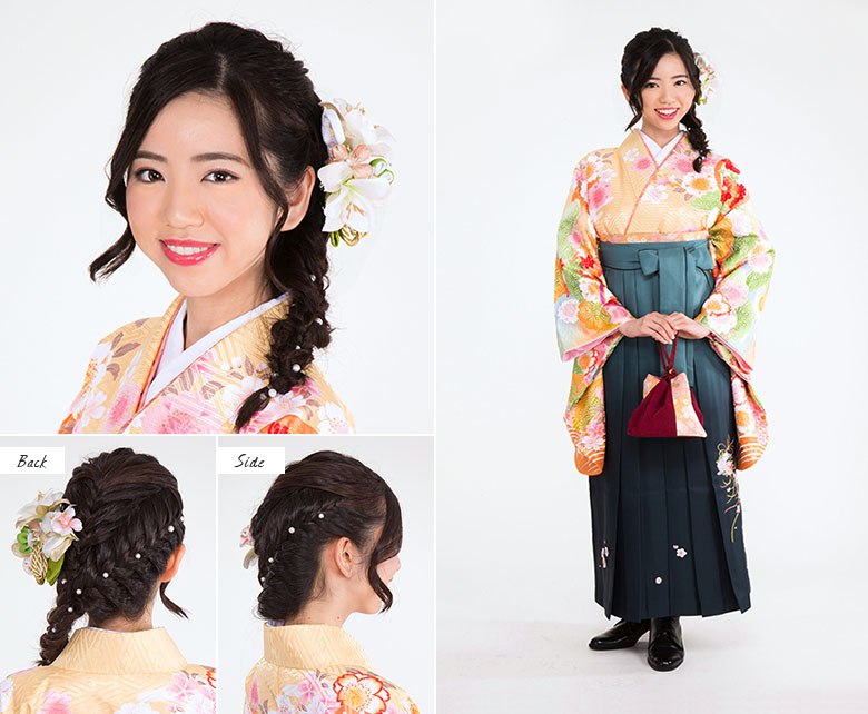 袴スタイルに合うゆるふわ編みヘアアレンジ例２