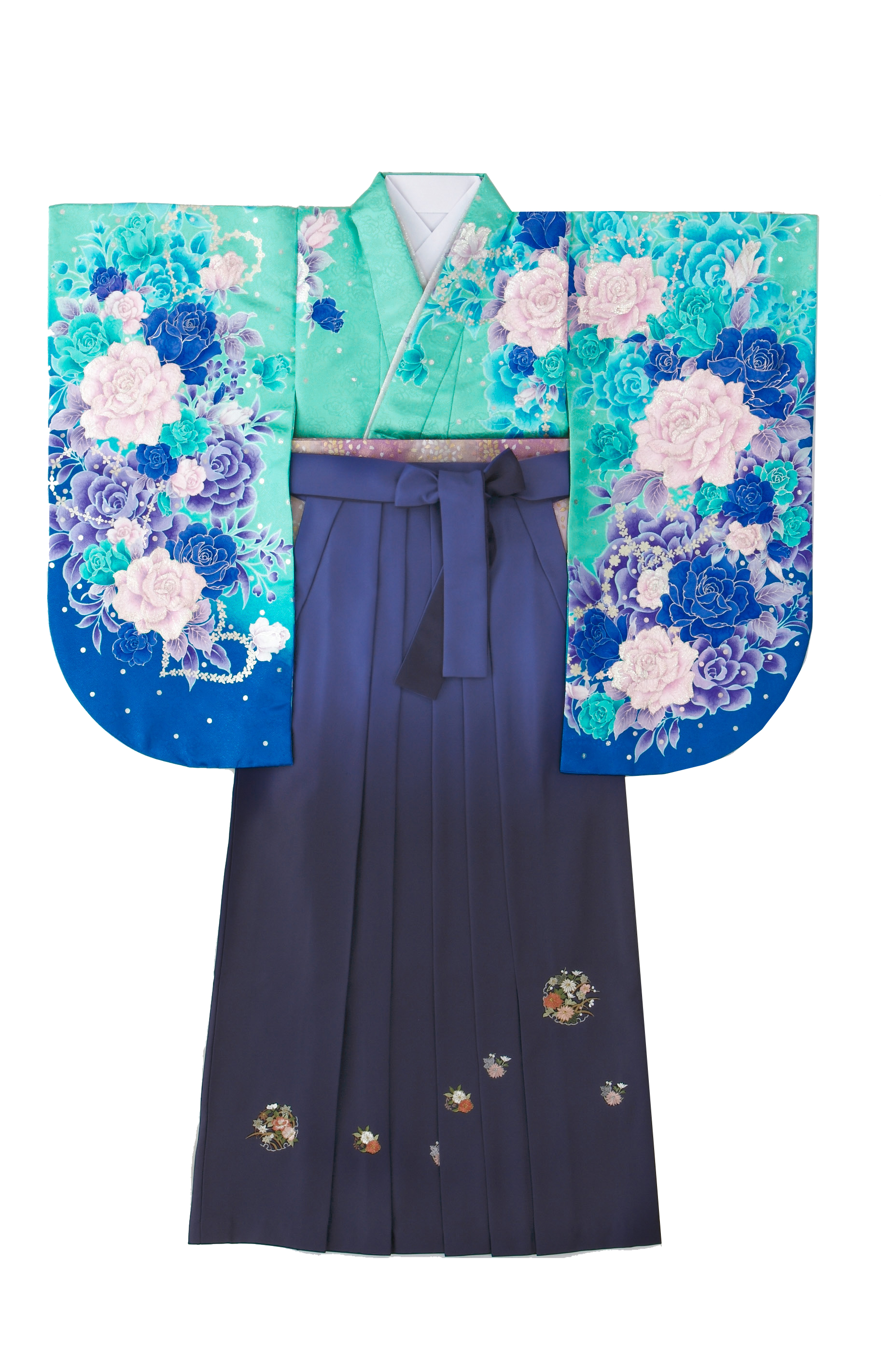 モダン柄に合わせた刺繍入りの袴スタイル