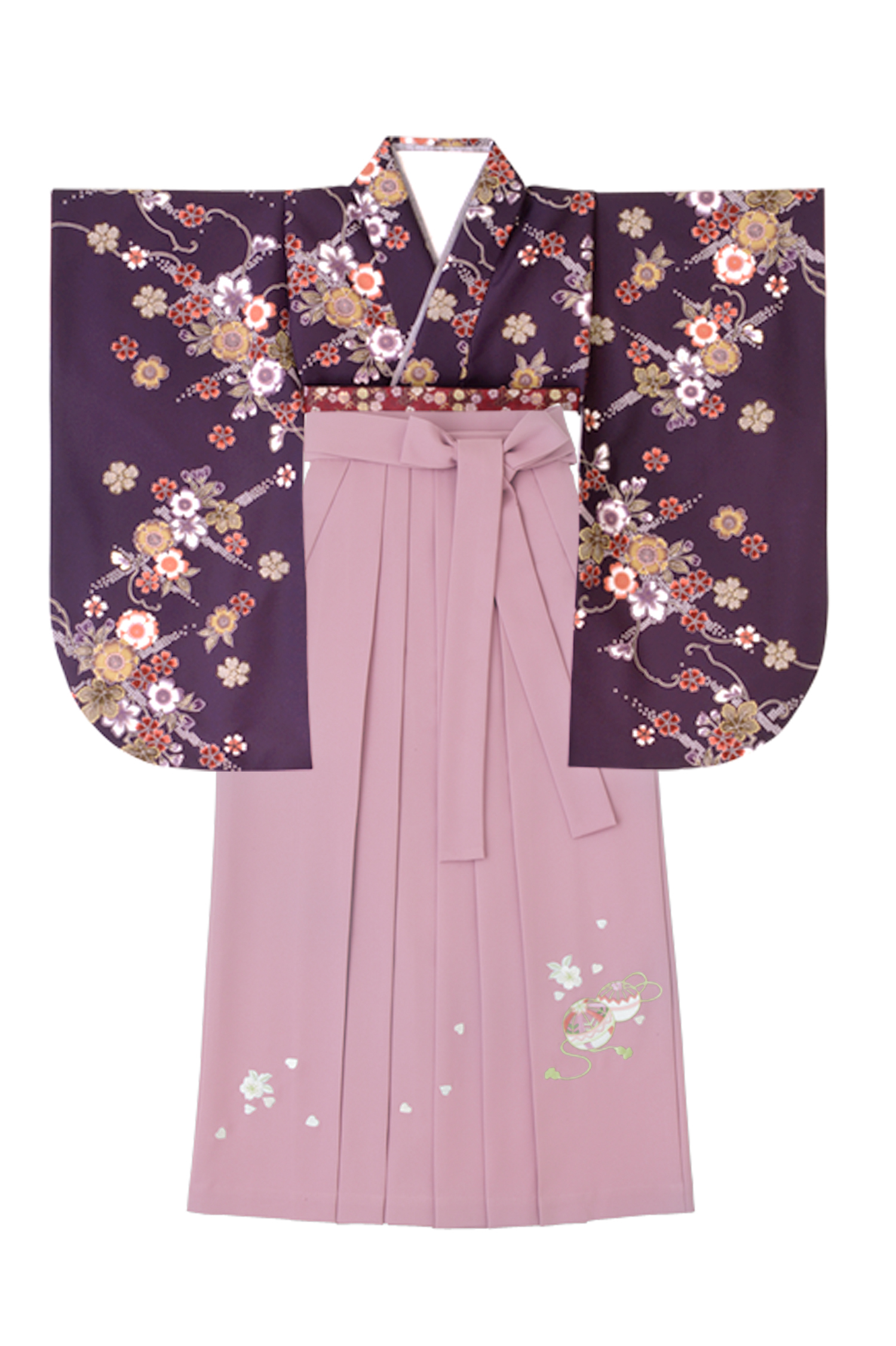 古典柄に合わせた単色の袴スタイル2
