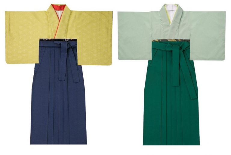 色無地に合わせた単色の袴スタイル