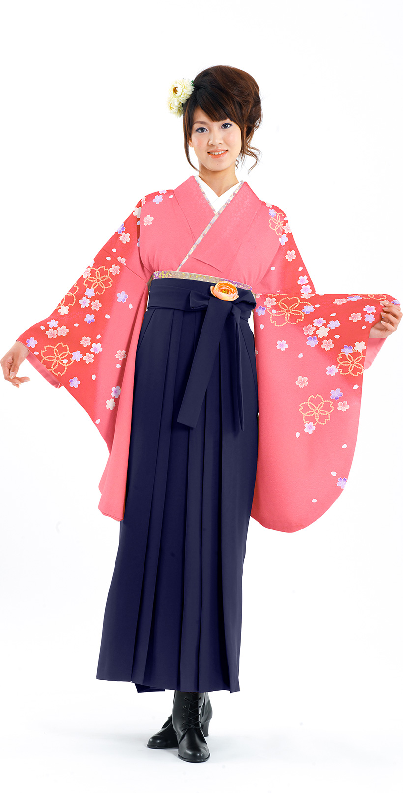 王道ピンクの袴スタイル